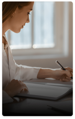 Woman writing notes