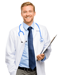 male doctor holding clipboard